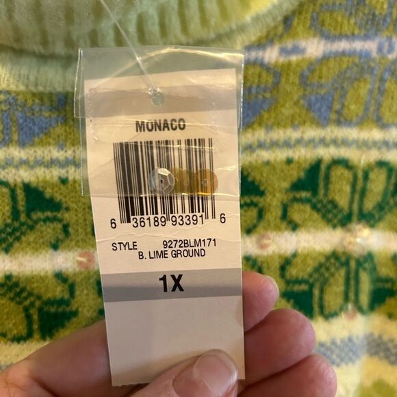 Style&Co Monaco Shamrock Lime Green Long Sleeve Turtleneck Sweater NWT - Picture 4 of 10